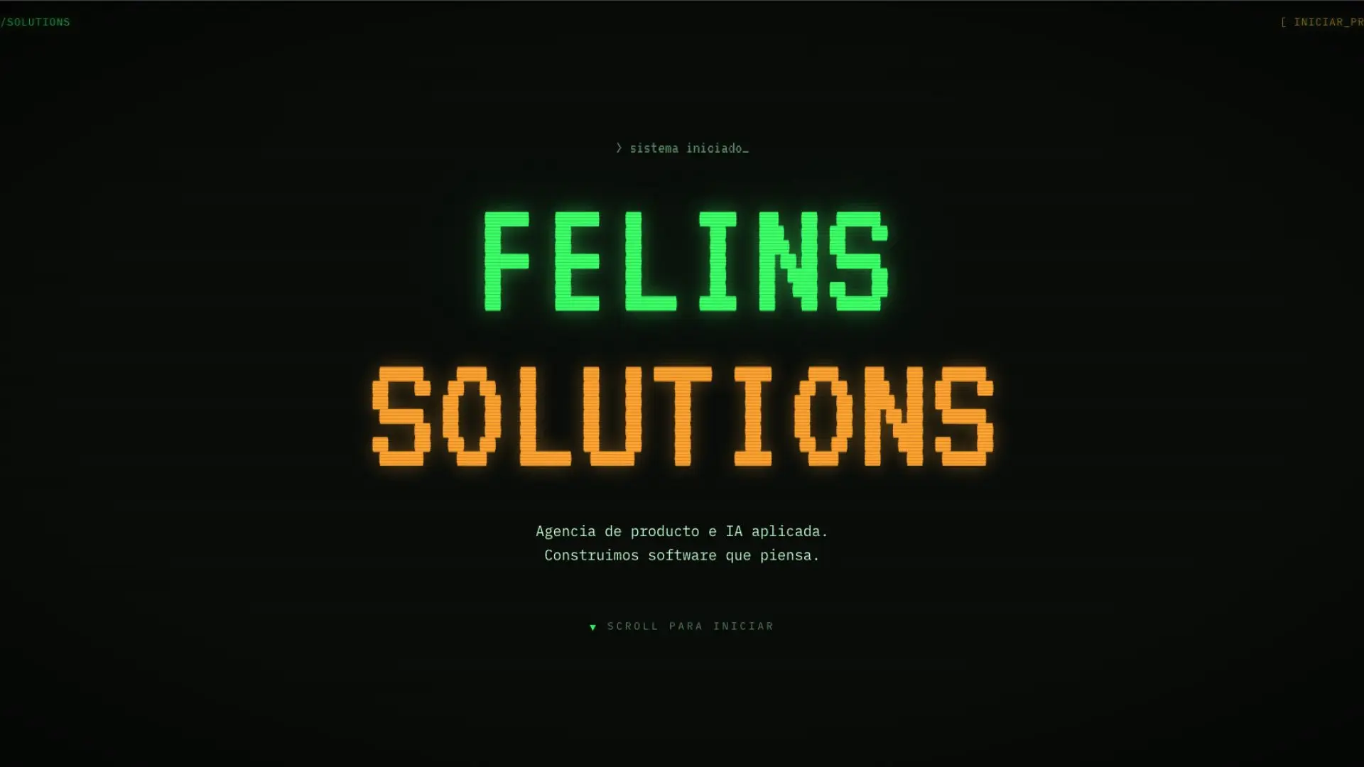 Hero "FELINS SOLUTIONS": agencia de producto e IA aplicada, software que piensa