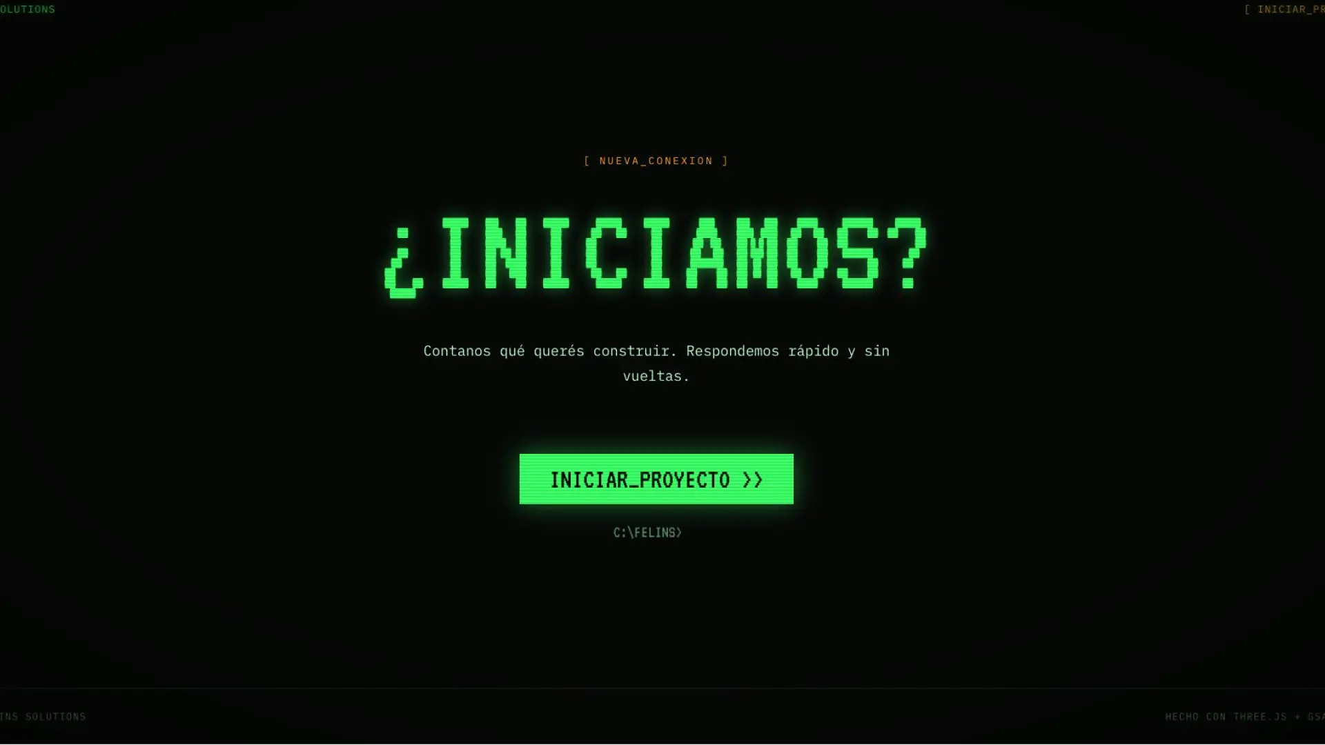Sección de contacto "¿Iniciamos?" con el botón Iniciar proyecto